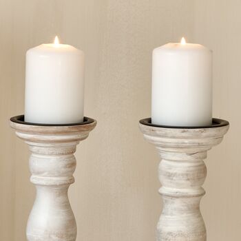 Wooden Candlestick White Distressed, 6 of 6