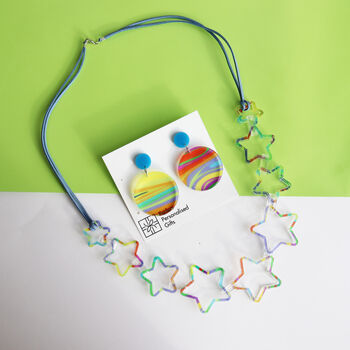 Printed Acrylic Geometric Star Necklace, 8 of 9