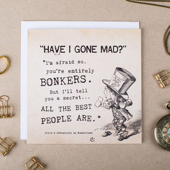 Alice In Wonderland Greetings Card 'Bonkers', 2 of 2