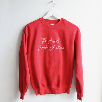 Personalised Family Christmas Sweatshirt In Red, 2 of 3