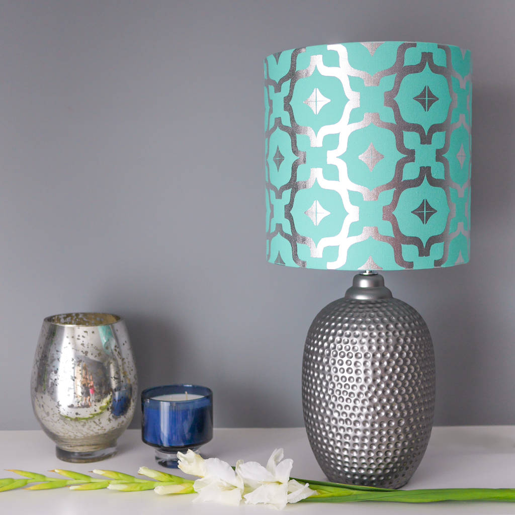 Metallic Lampshade In Teal And Silver By PENELOPE HOPE