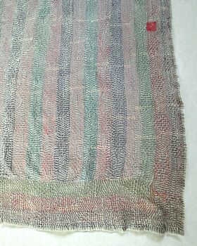 Diamond Stitch Double Sided Kantha Quilt, 3 of 6