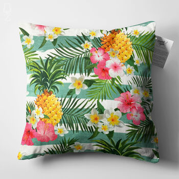 Tropical Cushion Cover With Floral, Leafy And Pineapple, 5 of 7