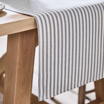 Grey Striped Cotton Table Runner, 4 of 5