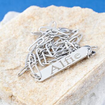 Silver Engraveable Paperclip Link Chain Necklace. Personalised Necklace, 8 of 11