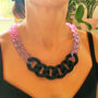 Chunky Bold Black Acrylic Link Statement Necklace, thumbnail 1 of 6