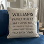 Personalised Family Rules Cushion, thumbnail 1 of 4