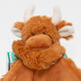 Personalised Embroidery Highland Cow Brown Toy Soother, thumbnail 7 of 12