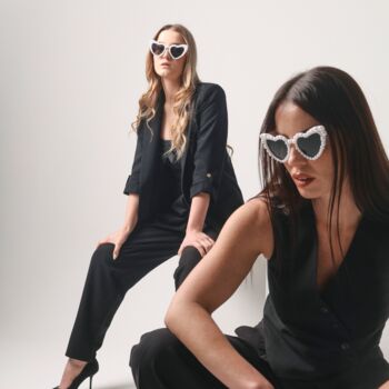 Pearl Embellished Heart Shaped 'Bride' Sunglasses, 3 of 4