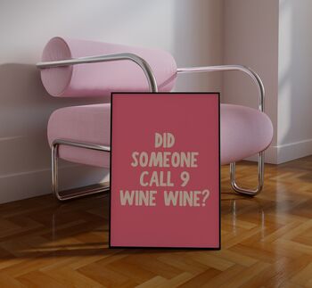 Funny Wine Wall Art Print Happy Hour Wine Bar Cart Kitchen Disco, 9 of 9