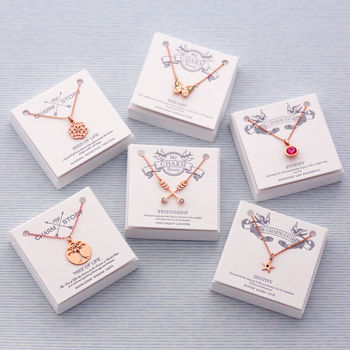 Rose Gold Colour Gift Card Necklace Charm Selection, 2 of 11