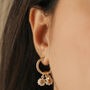 Daisy Pearl And Bee Charm Hoop Earrings In Gold Plating, thumbnail 4 of 8