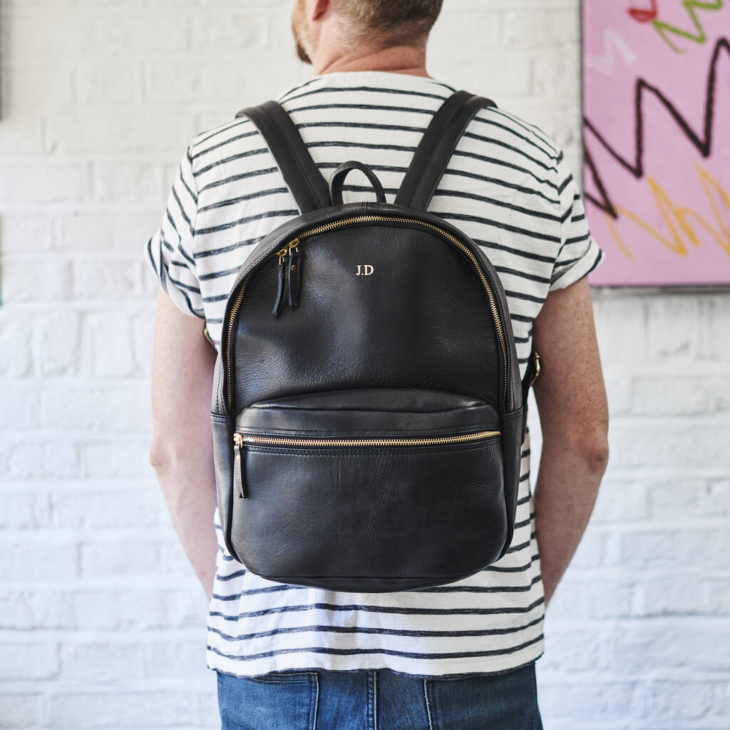 Mens Luxury Personalised Leather Backpack, 1 of 8