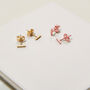 Mini Bar Stud Line Earrings Recycled 18k Yellow Gold, thumbnail 4 of 5