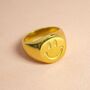 Smiley Gold Plated Stainless Steel Chunky Signet Ring, thumbnail 1 of 4