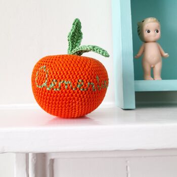 Personalised Crocheted Clementine Rattle New Baby Gift, 6 of 7