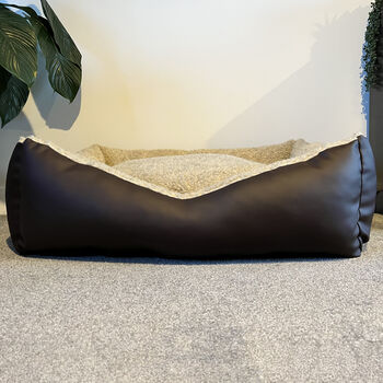 Vegan Leather And Sherpa Fleece Lined Dog Bed, 11 of 12