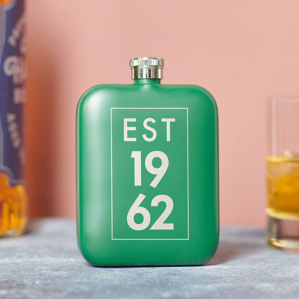 Personalised 60th Birthday Year Hip Flask, 1 of 8