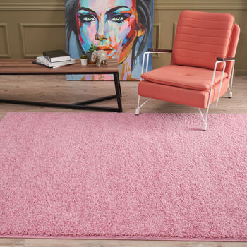 The Rugs Plain Pink Shaggy Rug, 4 of 10