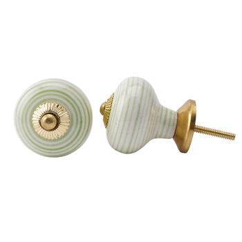Set Of Two Green And White Spiral Ceramic Drawer Pull, 2 of 2