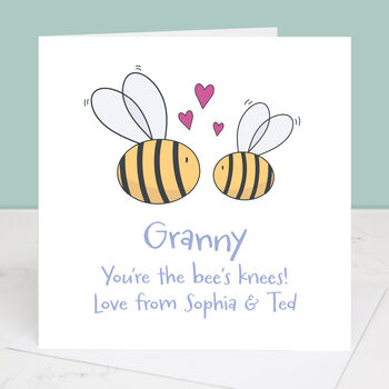 Grandma You're The Bee's Knees Personalised Mother's Day Card, 2 of 3