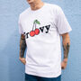 Groovy Men’s Slogan T Shirt With Cherry Graphic, thumbnail 1 of 3