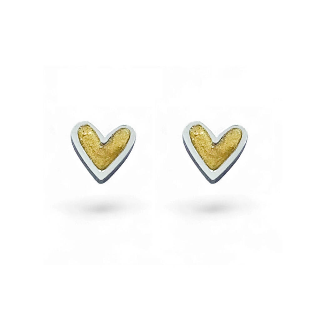 Mini Heart Studs With Mixed Metal, 1 of 3