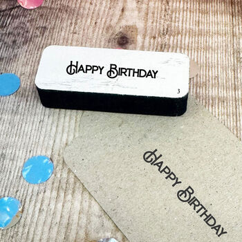Elegant 'Happy Birthday' Rubber Craft Stamp, 4 of 5