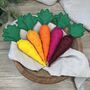 Rainbow Carrots Felt Food Play Set Of Five, thumbnail 1 of 4