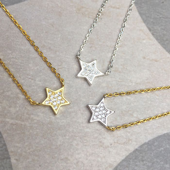 Sterling Silver Crystal Star Necklace, 2 of 4