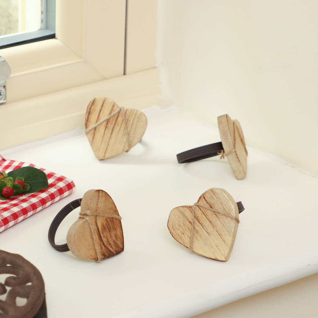Set Of Four Nordic Heart Wooden Napkin Rings By Dibor Set Of Four Nordic Heart Wooden Napkin Rings