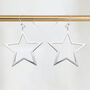 Large Sterling Silver Open Star Drop Earrings, thumbnail 1 of 8