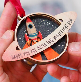 Personalised Space Rocket Christmas Decoration, 2 of 4