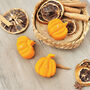 Orange Pumpkin Tea Light Set Of Three Autumn Candles, thumbnail 4 of 10