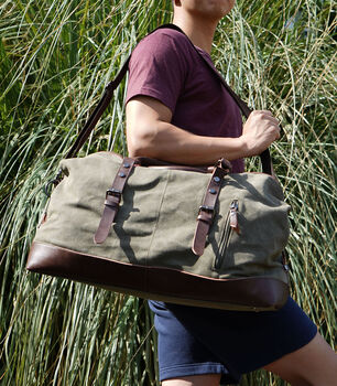Canvas Holdall Duffel With Front Pockets, 5 of 12