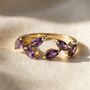 Gold Vermeil Open Leaf Ring With Amethyst Gemstones, thumbnail 1 of 4