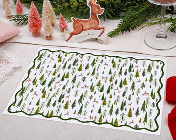 Christmas Placemats With Reindeer Forest Tree Design, 3 of 3