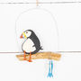 Hanging Puffin With His Fish On Coastal Decoration, thumbnail 1 of 3