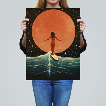 Surfing Through Time And Space Peachy Wall Art Print, 2 of 6