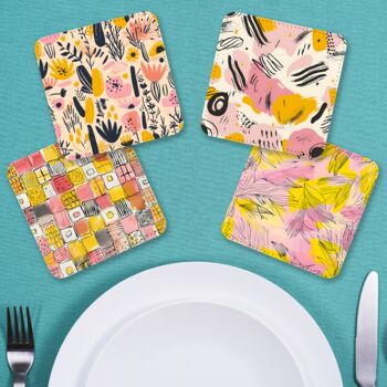 Whimsical Wildlifes Set Of Four Pu Leather Coasters, 4 of 8