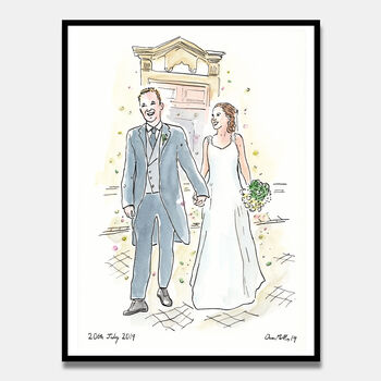 Wedding Couple Illustrated Portrait, 5 of 6