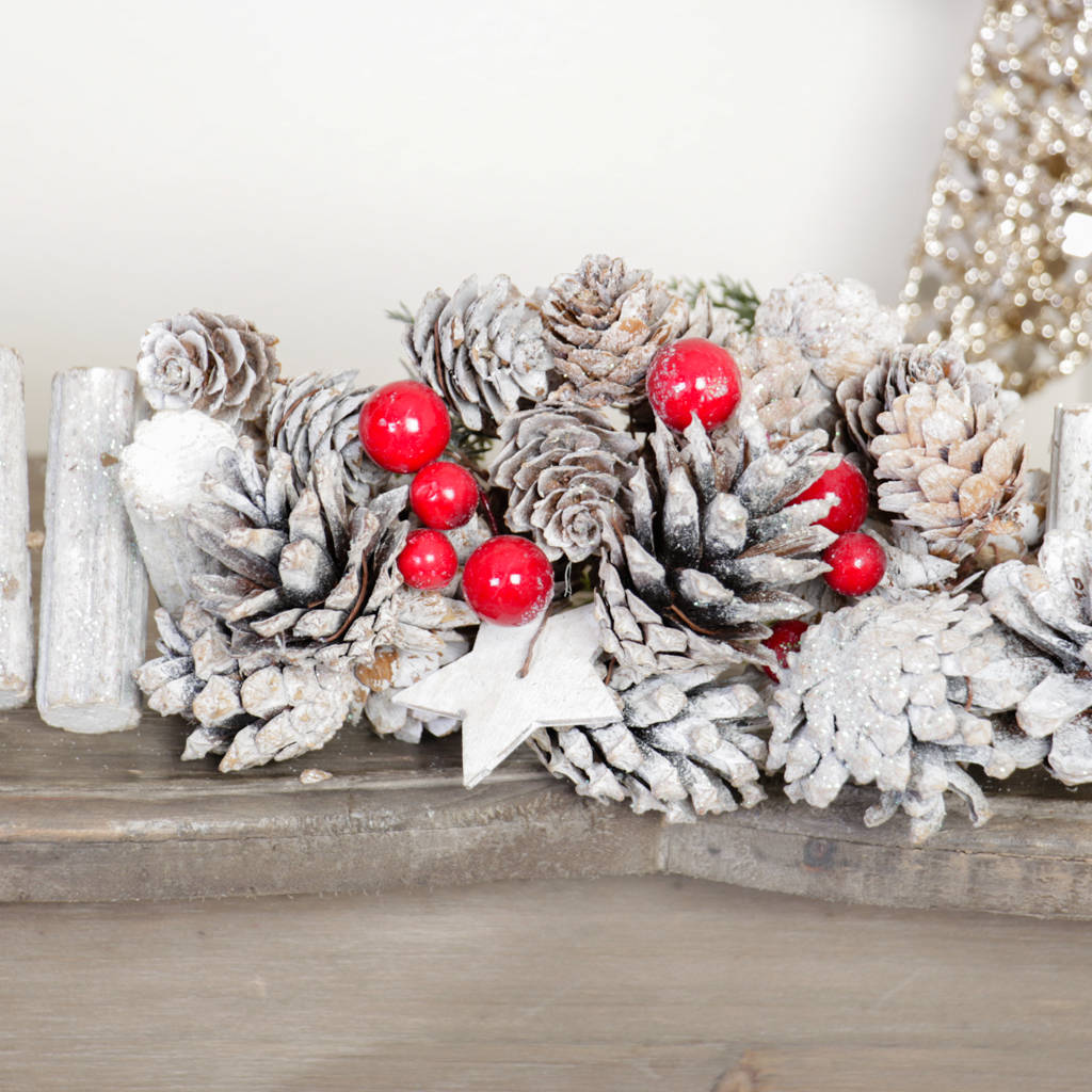 sparkling snow dusted nordic christmas garland by dibor
