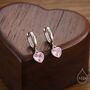 Sterling Silver Pink Cz Heart Huggie Hoop, thumbnail 1 of 11