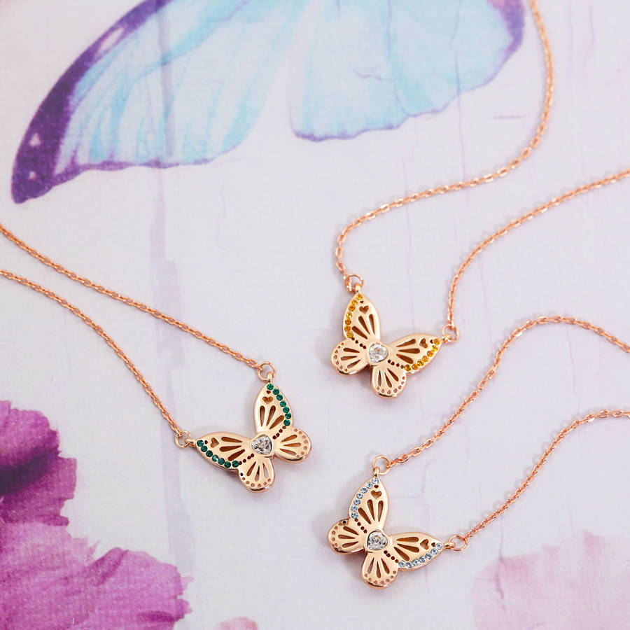 Birthstone Butterfly Dreams Necklace By J&S Jewellery ...