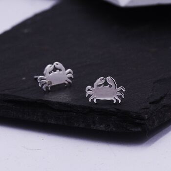 Little Crab Stud Earrings In Sterling Silver, 3 of 11