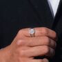 Silver Saint Michael Small Stainless Steel Signet Ring For Men, thumbnail 10 of 12