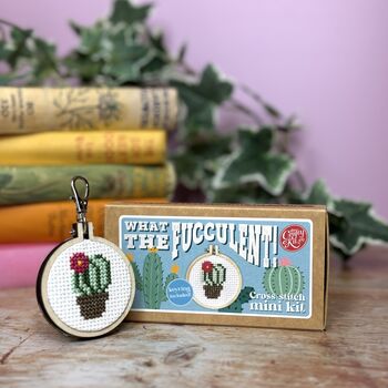 What The Fucculent! Mini Matchbox Cross Stitch Kit, 3 of 6
