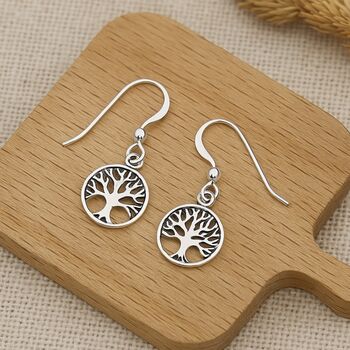 Sterling Silver Tree Of Life Drop Earrings, 3 of 5