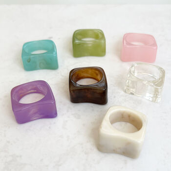 Chunky Square Colourful Resin Ring, 4 of 8