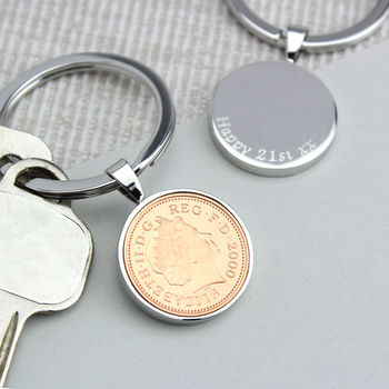 Personalised 18th Or 21st Birthday One Pence Keyring, 2 of 12